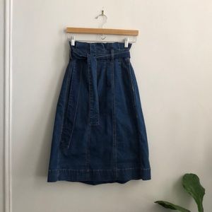 Madewell denim Paperbag waist A-line skirt